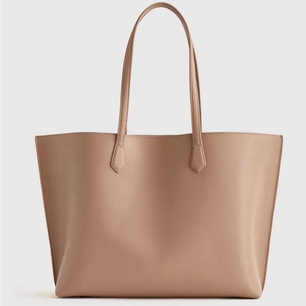 Quince Italian Leather Triple Compartment Shopper Tote